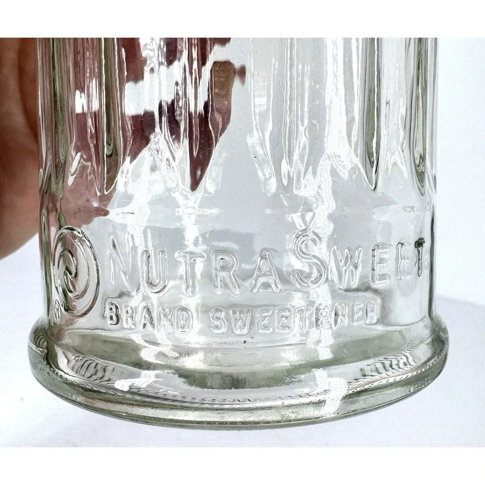 Vintage 1990s NutraSweet Glass Storage Jar Red‎ Lid Advertising Canister